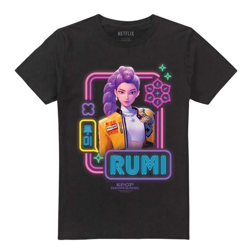 K-Pop Demon Hunters Unisex Adult Rumi Glowing Lights T-Shirt / Black